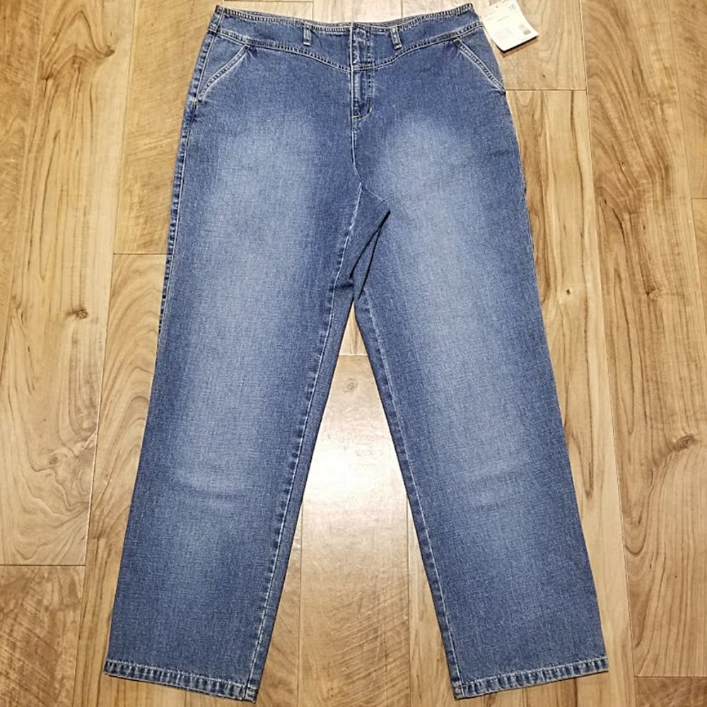 Nos Vintage High Rise Mom Jeans Liz Claiborne 16 Womens V Yoke Bareback 36x31